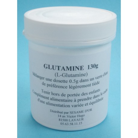 Glutamine en poudre   - Existe en pot de 130g et 300g